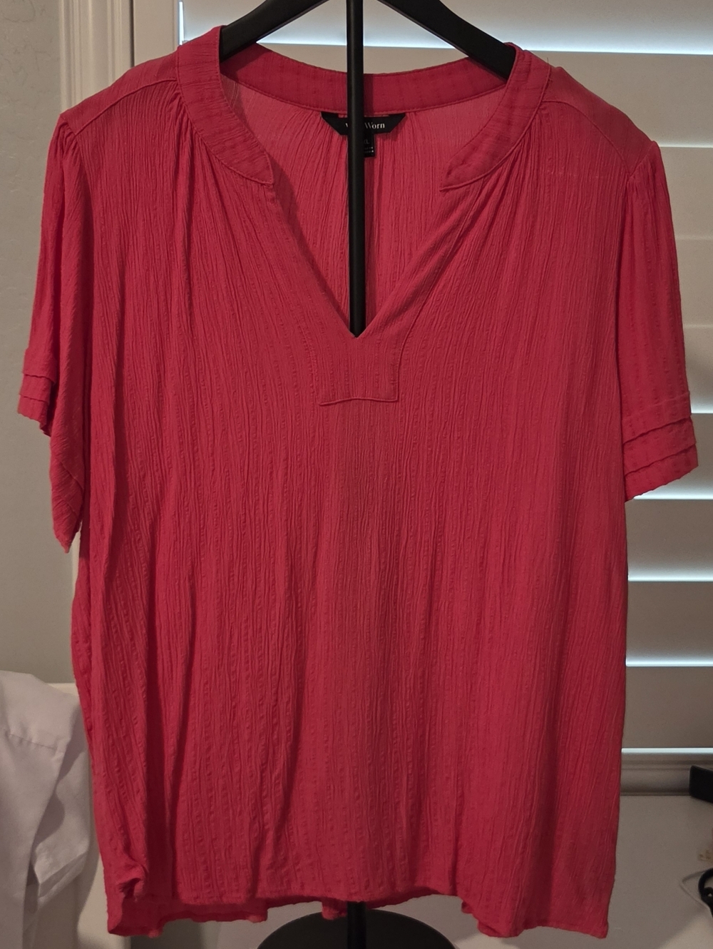 Well Worn Women's Cuffed Ruffle Sleeve V-Neck Top